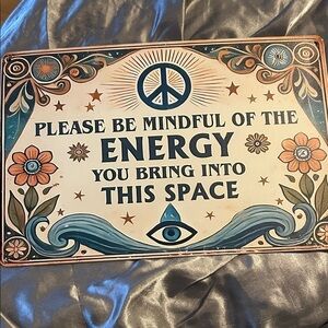 Decorative Sign with Peace and Floral Design